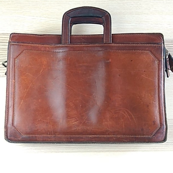 old leather briefcase